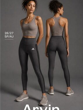 adidas High-Waisted Performance Leggings Gray Women’s Size 26/27